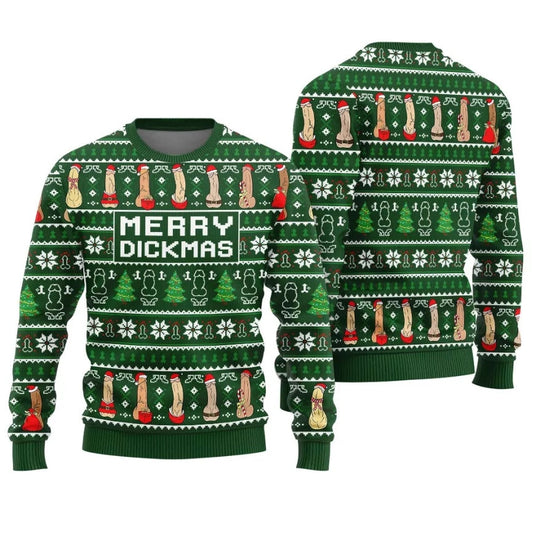 Merry Dickmas Inappropriate Ugly Christmas Sweater