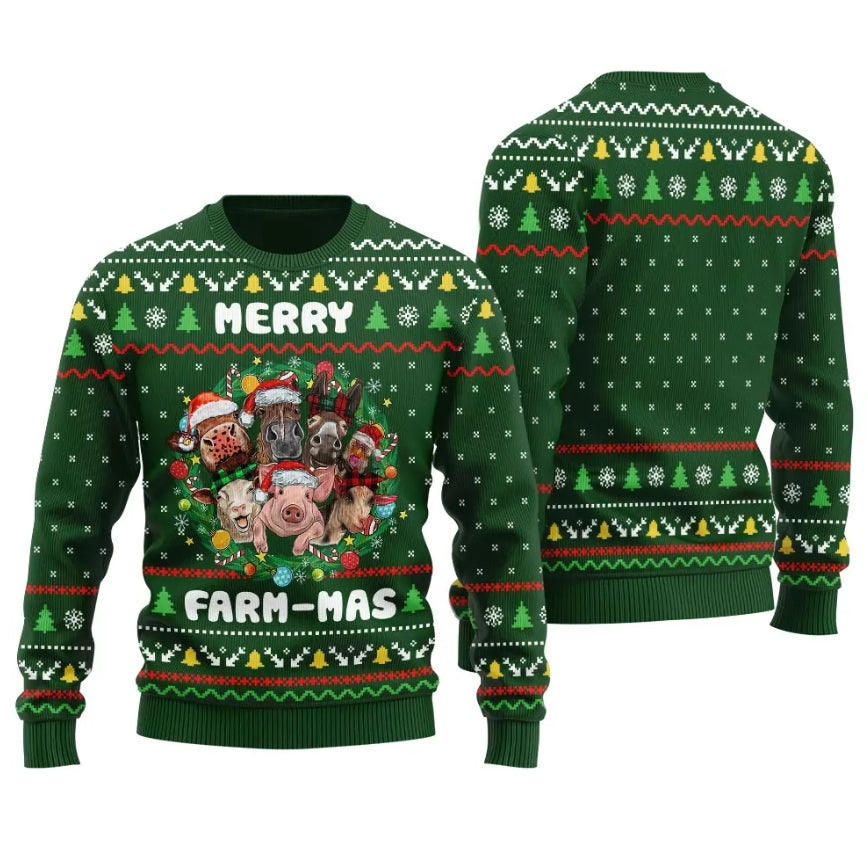 Merry Farmmas Farm Animal Ugly Christmas Sweater