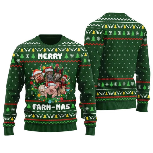 Merry Farmmas Farm Animal Ugly Christmas Sweater