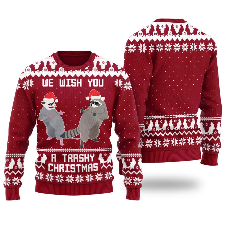 Merry Trashy Christmas Racoon Ugly Christmas Sweater