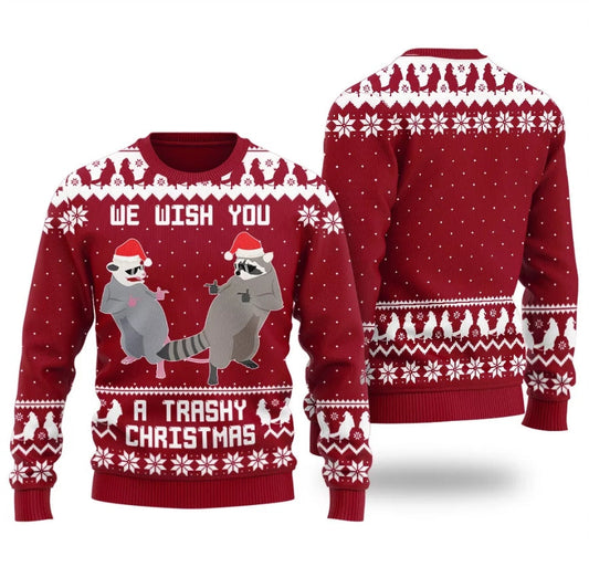 Merry Trashy Christmas Racoon Ugly Christmas Sweater