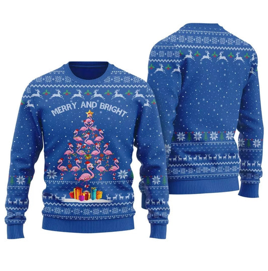Merry and Bright Flamingo Ugly Sweater