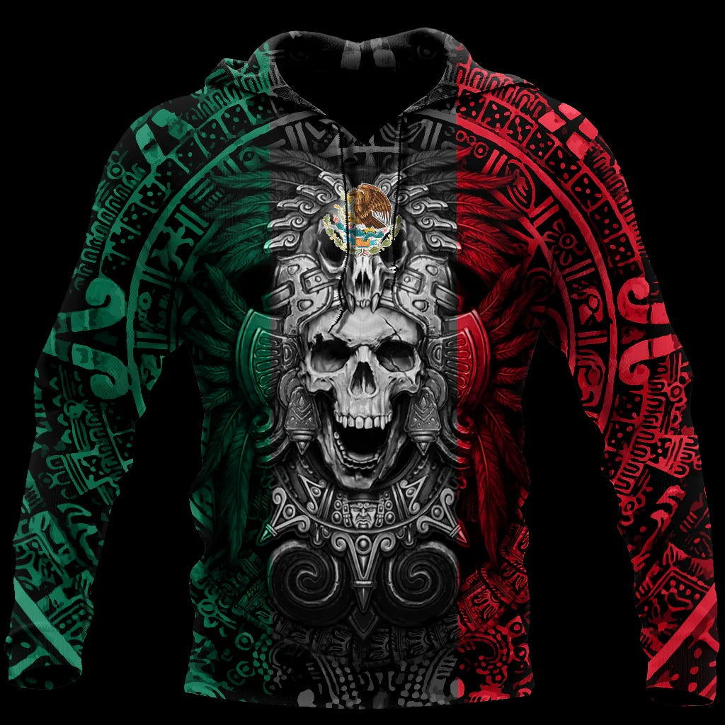 Mexican Aztec Warrior Skull Hoodie