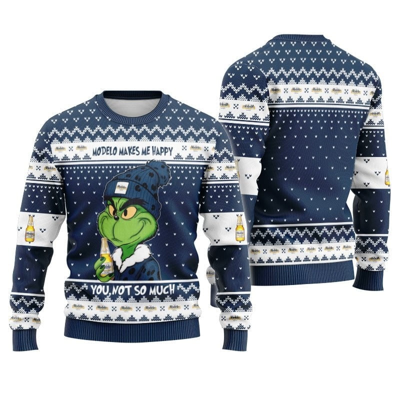 Modelo Beer Make Grinch Happy Ugly Sweater