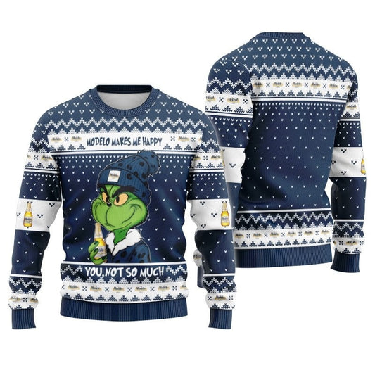 Modelo Beer Make Grinch Happy Ugly Sweater