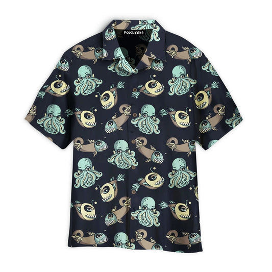 Monster Octopus and Fish Hawaiian Shirt