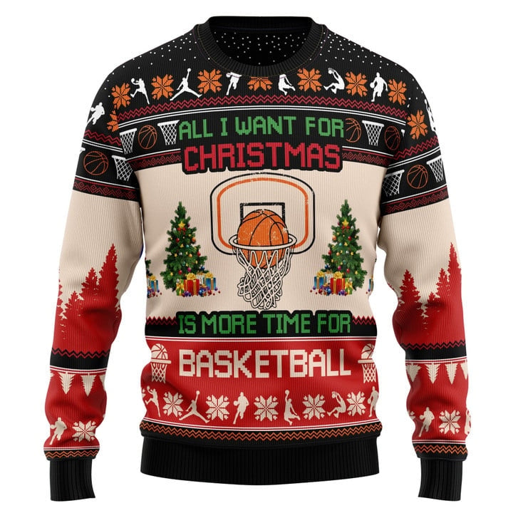 More Time For Basketball Ugly Christmas Sweater