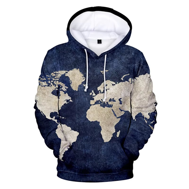 Navy World Map Hoodie