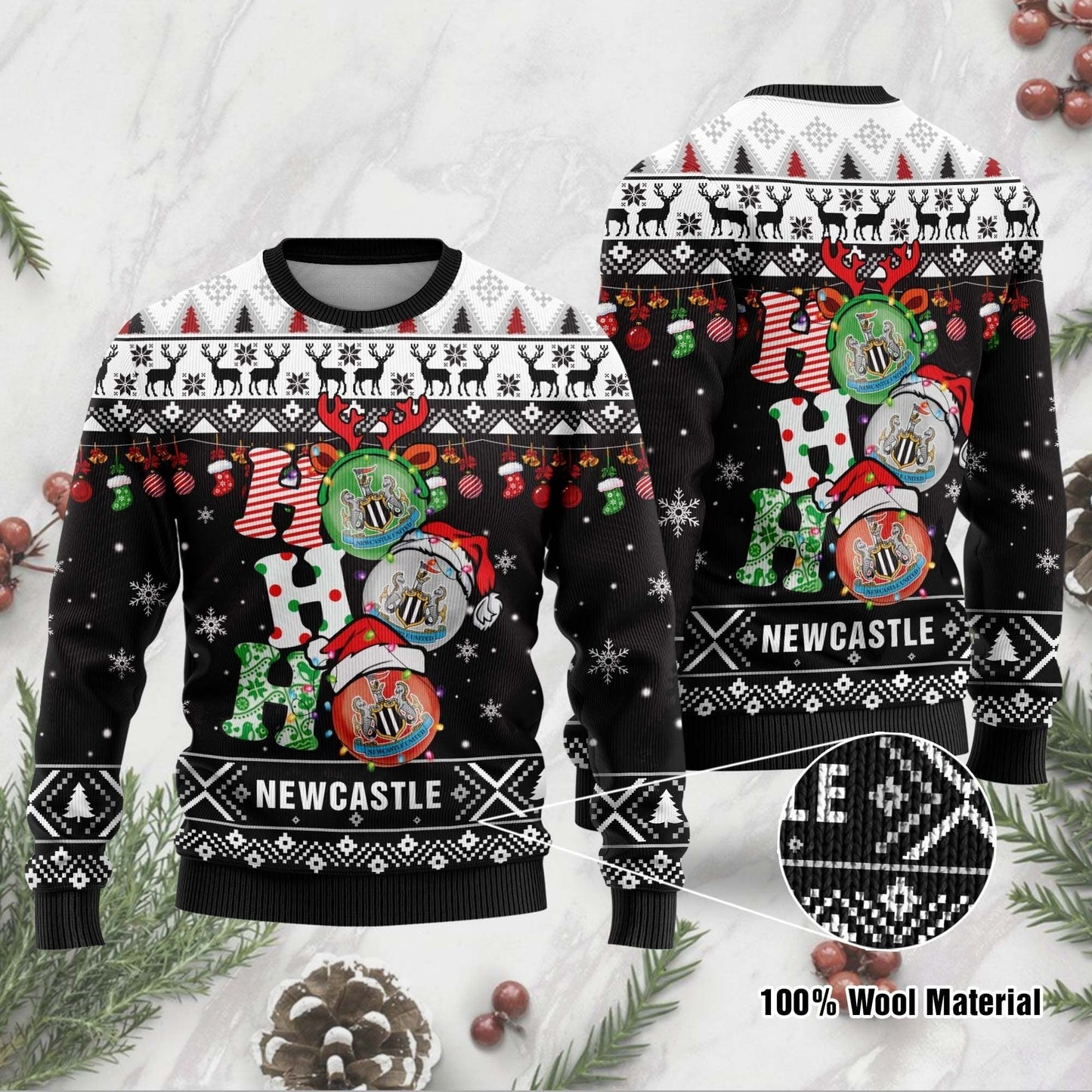 Newcastle United Ho Ho Ho Ugly Christmas Sweater