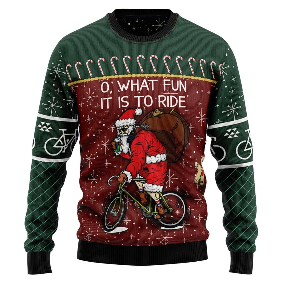 Oh What Fun Is It To Ride Santa Cycling Ugly Sweater
