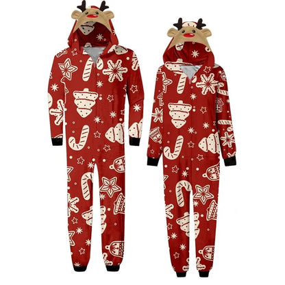 Cute Christmas Matching Couple Hooded Pajamas