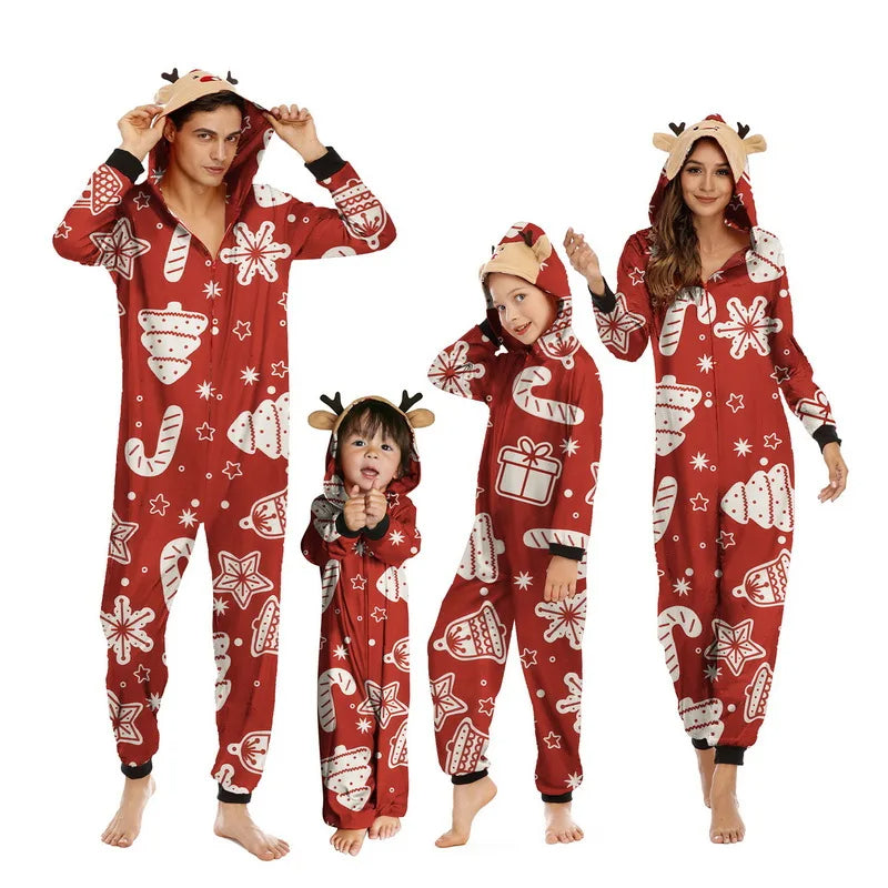 Cute Christmas Matching Family Hooded Pajamas