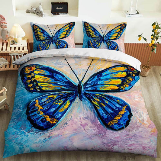 Painting Blue Butterfly Bedding Set