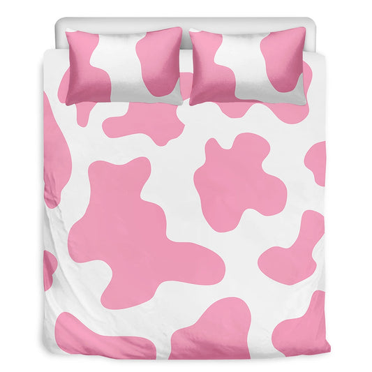 Pastel Pink And White Dairy Cow Bedding Set