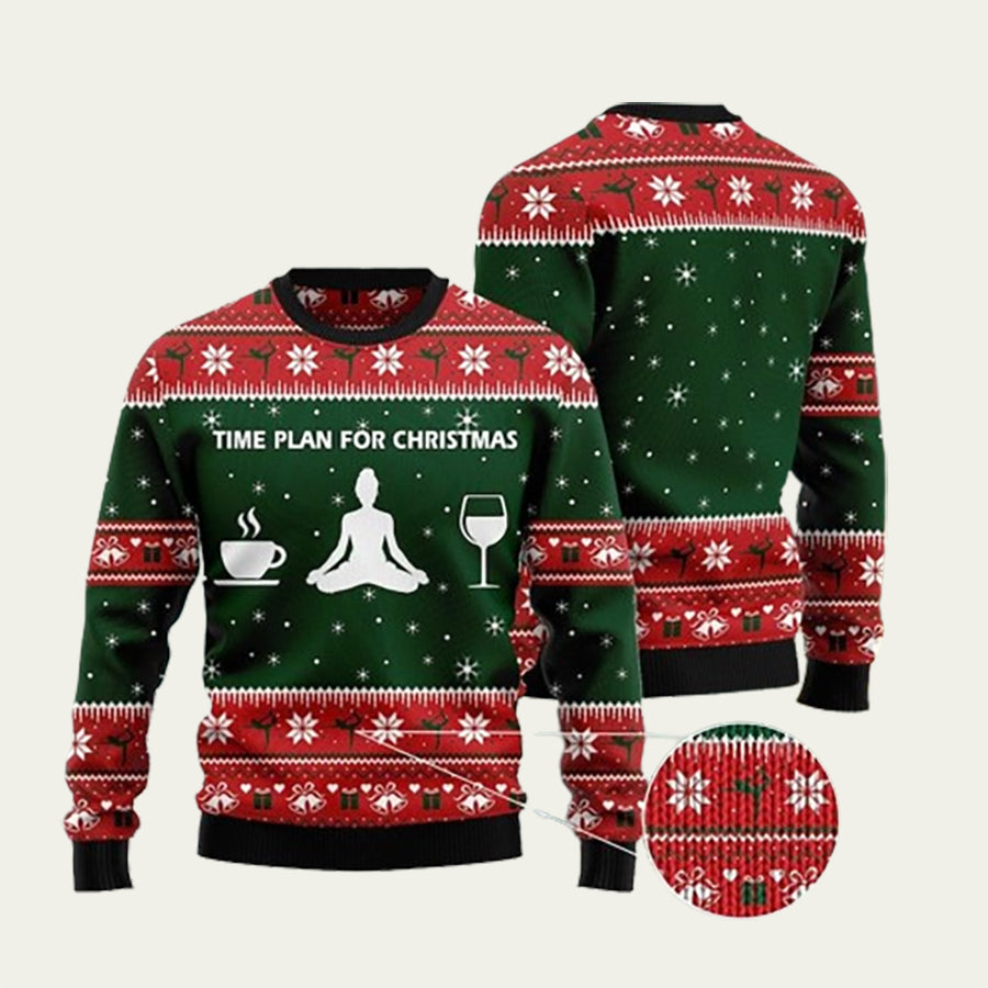 Plan For Christmas Yoga Ugly Christmas Sweater