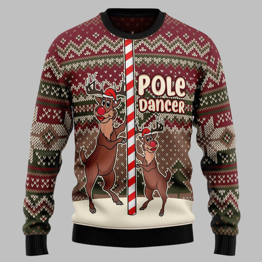 Pole Dancer Reindeer Ugly Christmas Sweater