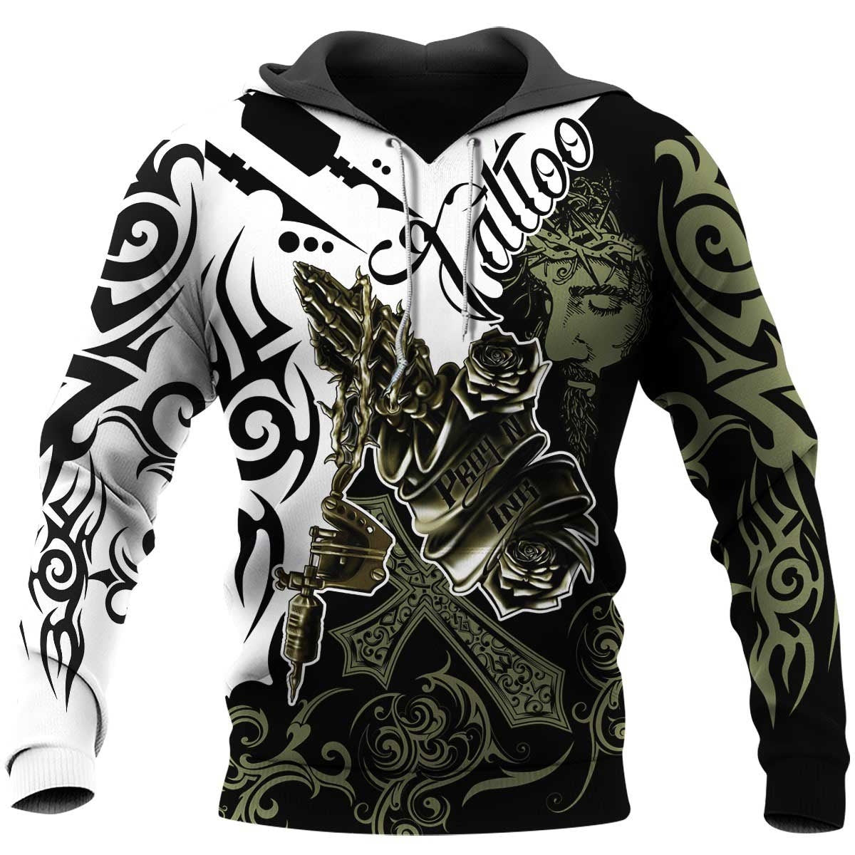Pray and Ink Love Tattoo And Jesus Hoodie