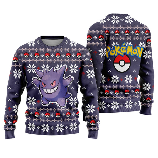 Purple Gengar Pokemon Ugly Christmas Sweater