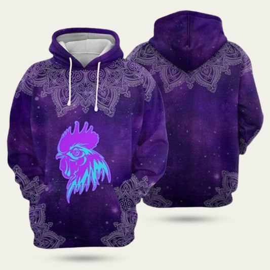 Purple Rooster Mandala Hoodie