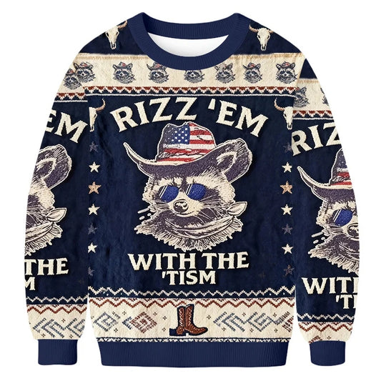 Raccoon Rizz Em With The Tism Ugly Sweater