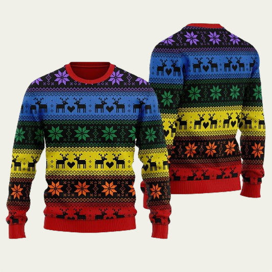 Rainbow Deer LGBT Ugly Christmas Sweater