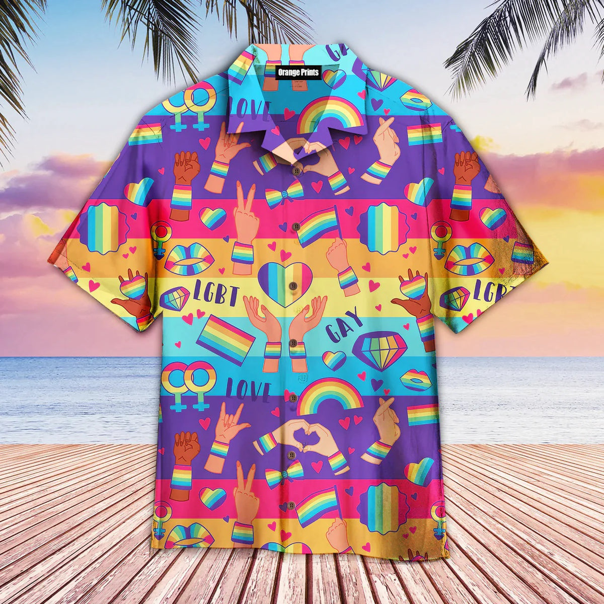 Rainbow Lgbt Rights Symbols Hawaiian Shirt