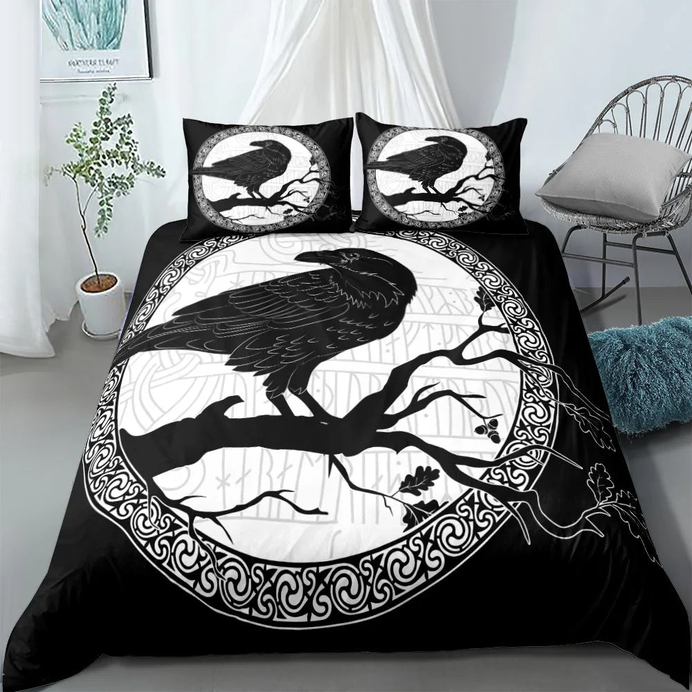 Raven On Tree Of Life Viking Bedding Set