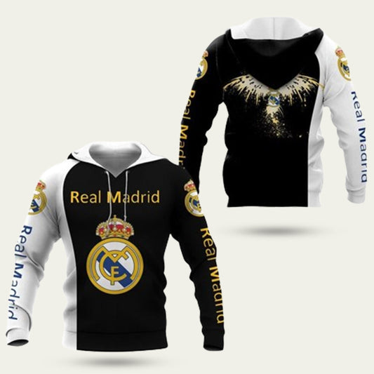 Real Madrid Black And White Hoodie