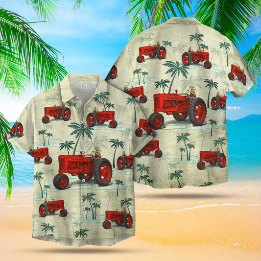 Red Farmall Tractor Vintage Hawaiian Shirt