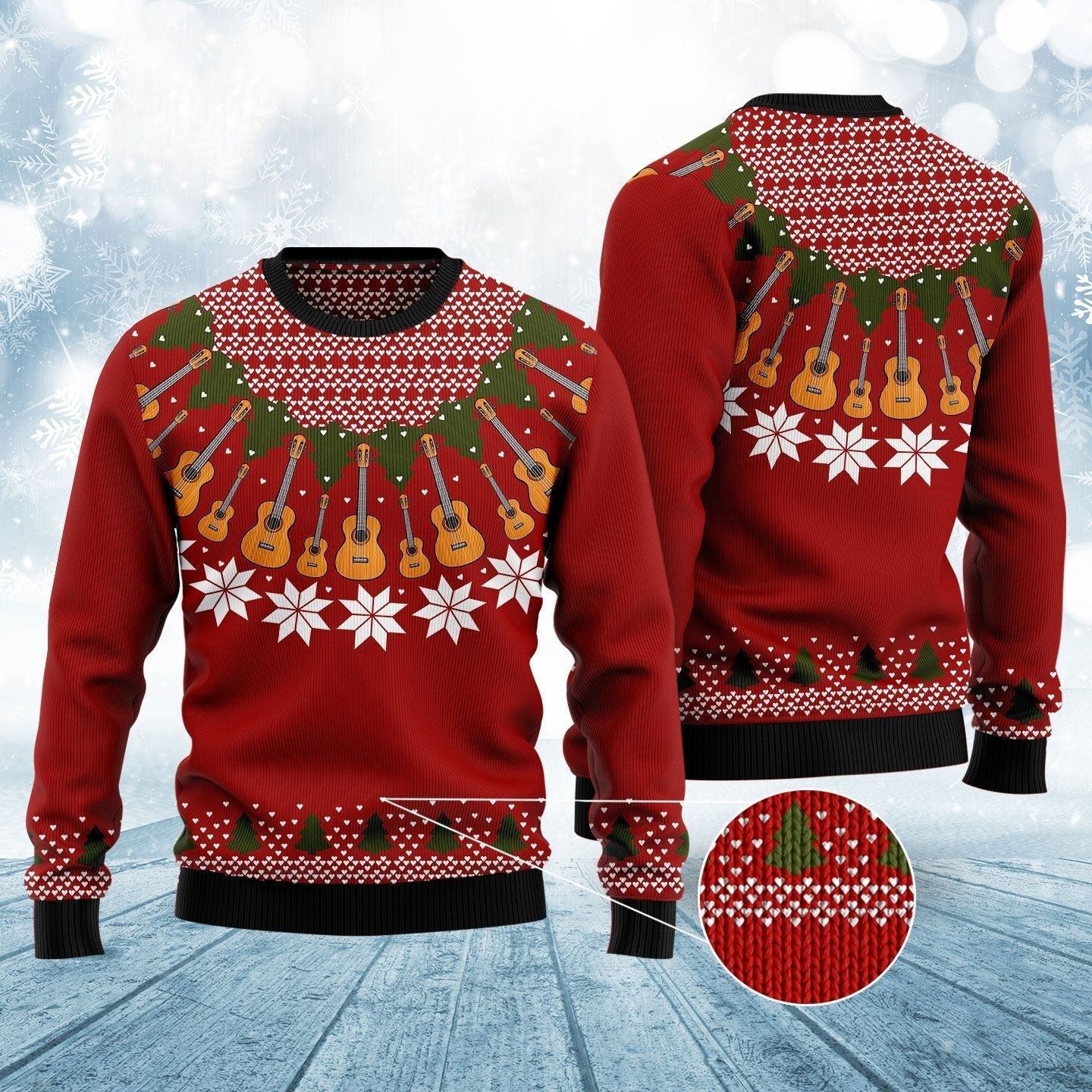 Red Guitar ELF Ugly Christmas Sweater