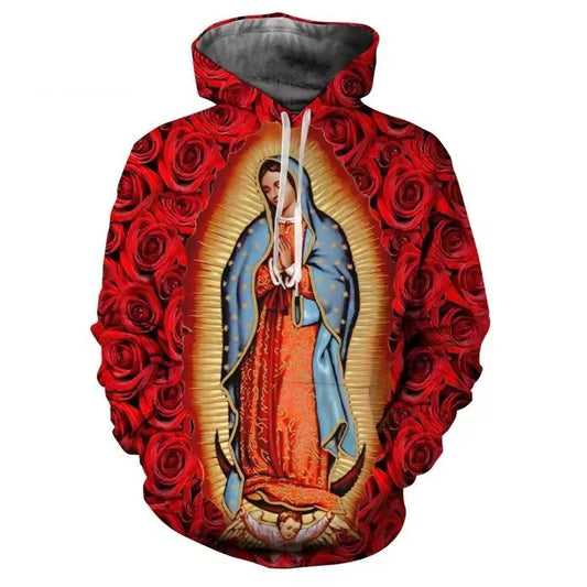 Red Rose Our Lady of Guadalupe Hoodie