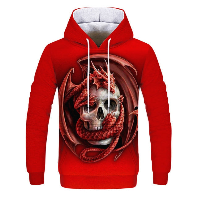 Red Skull And Dragon Hoodie