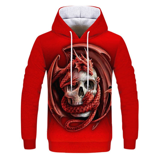 Red Skull And Dragon Hoodie