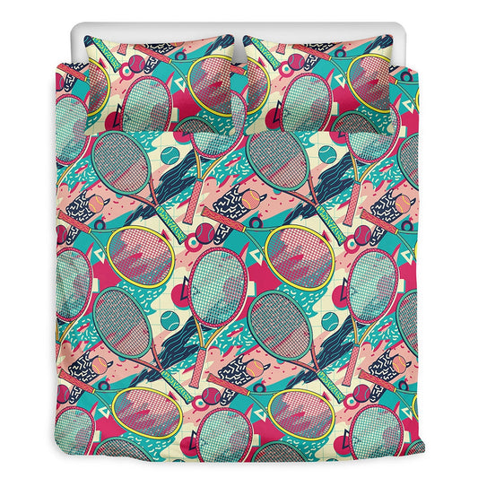 Retro 80s Tennis Pattern Bedding Set