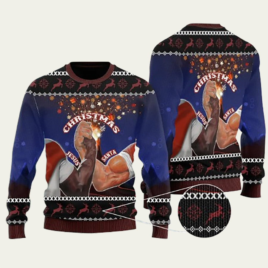 Santa And Jesus Ugly Christmas Sweater