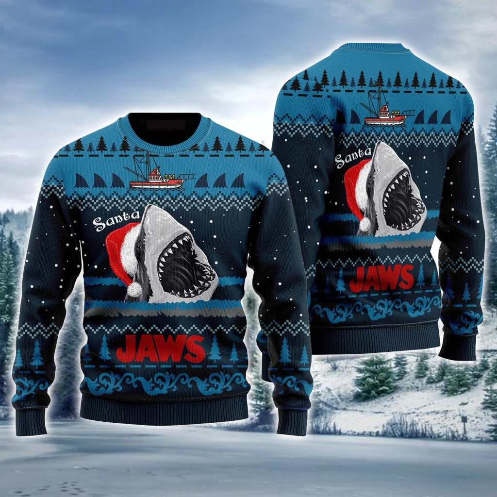 Santa Jaws Shark Ugly Christmas Sweater