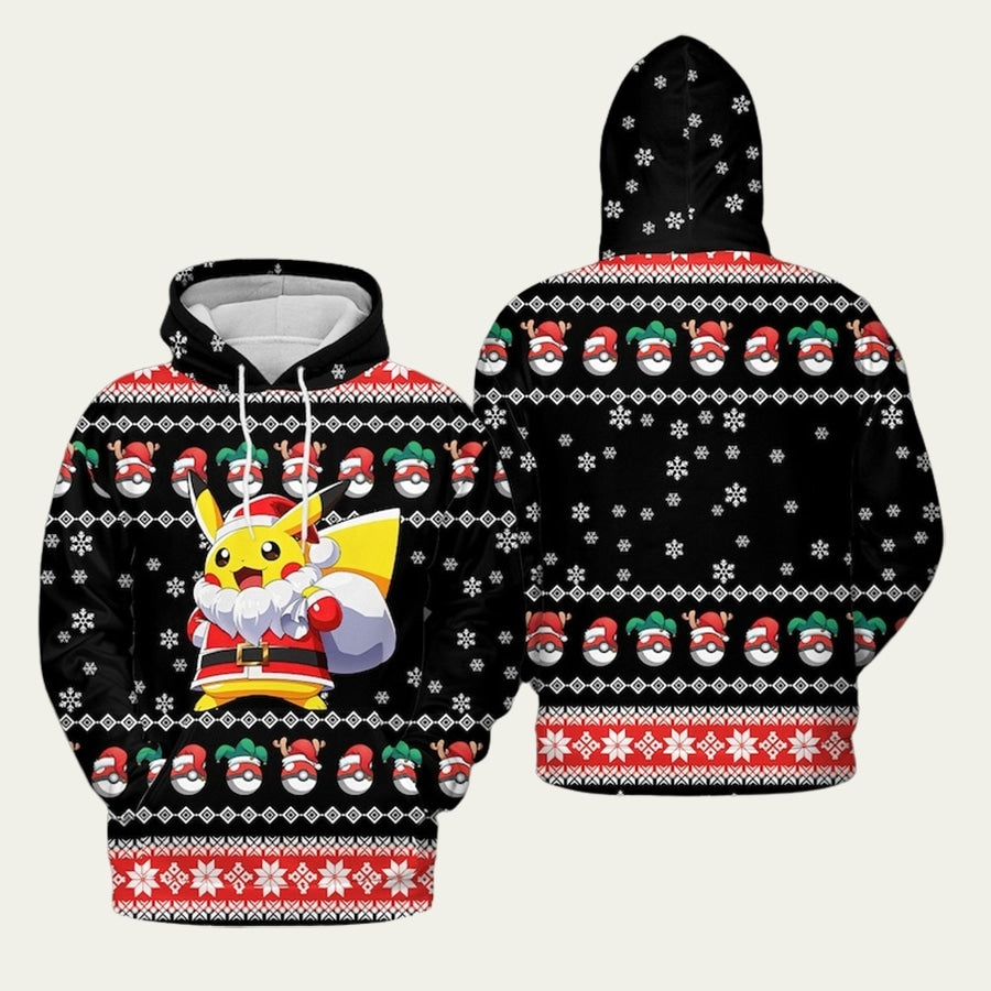 Santa Pikachu Pokemon Ugly Christmas Hoodie