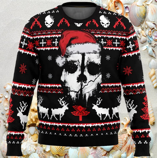 Santa Skull Head Ugly Christmas Sweater