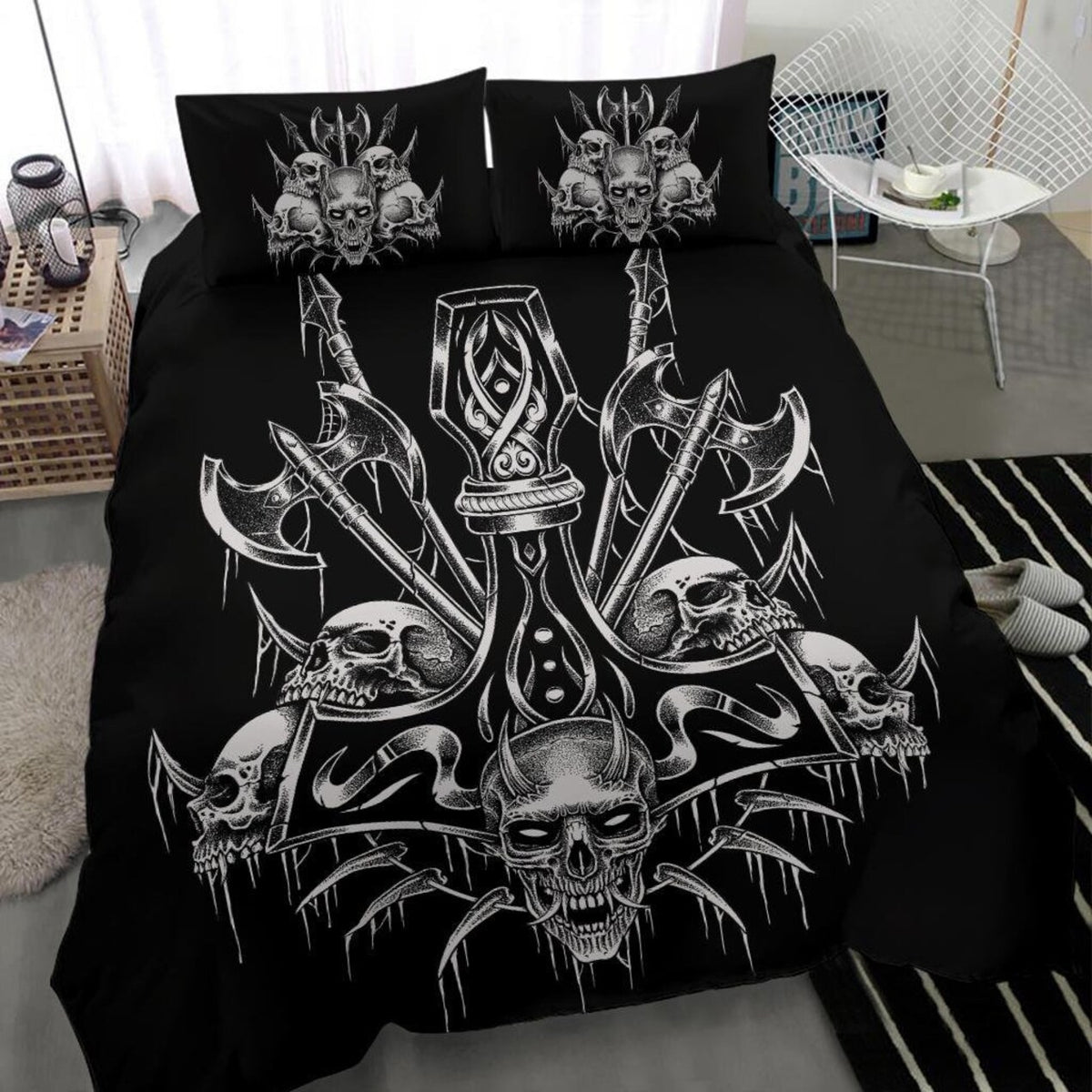 Skull Thor Hammer Sword Viking Bedding Set