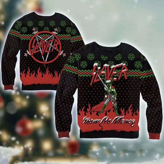 Slayer Band Show No Mercy Ugly Christmas Sweater
