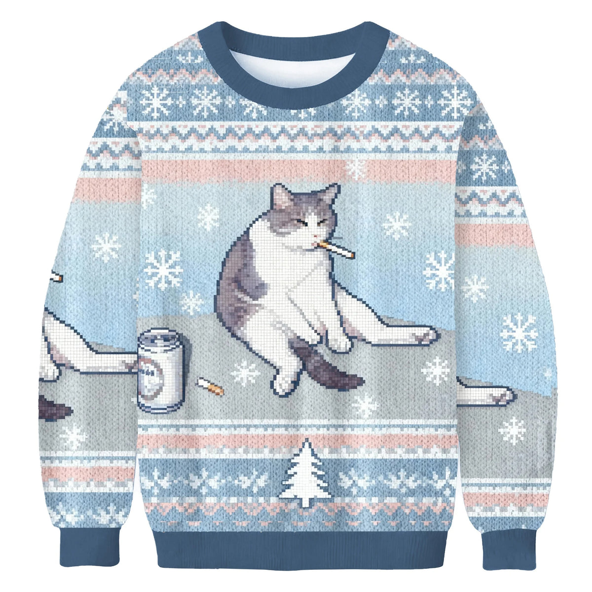 Smoking Cat Funny Meme Christmas Ugly Sweater