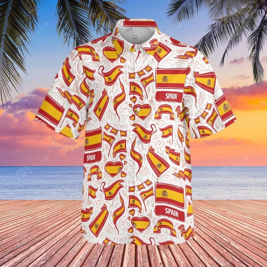 Spain Flag Pattern Hawaii Shirt
