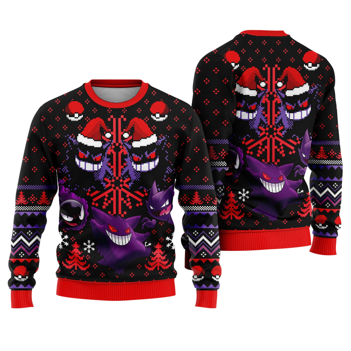 Spooky Trio Gengar Ugly Christmas Sweater