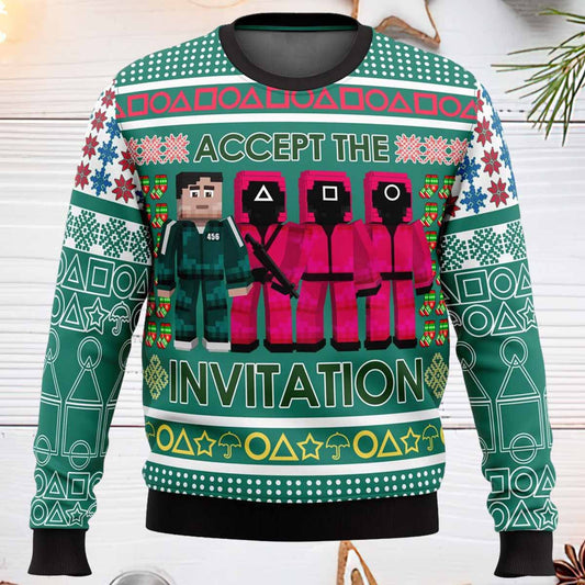 Squid Game Invitation Ugly Christmas Sweater