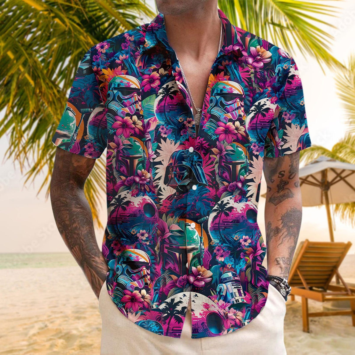 Star Wars Synthwave Hawaiian Shirt for men