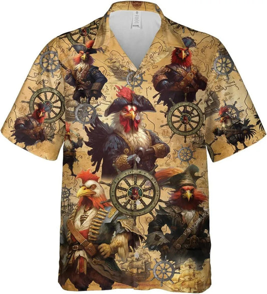 Steampunk Pirate Chicken Hawaiian Shirt