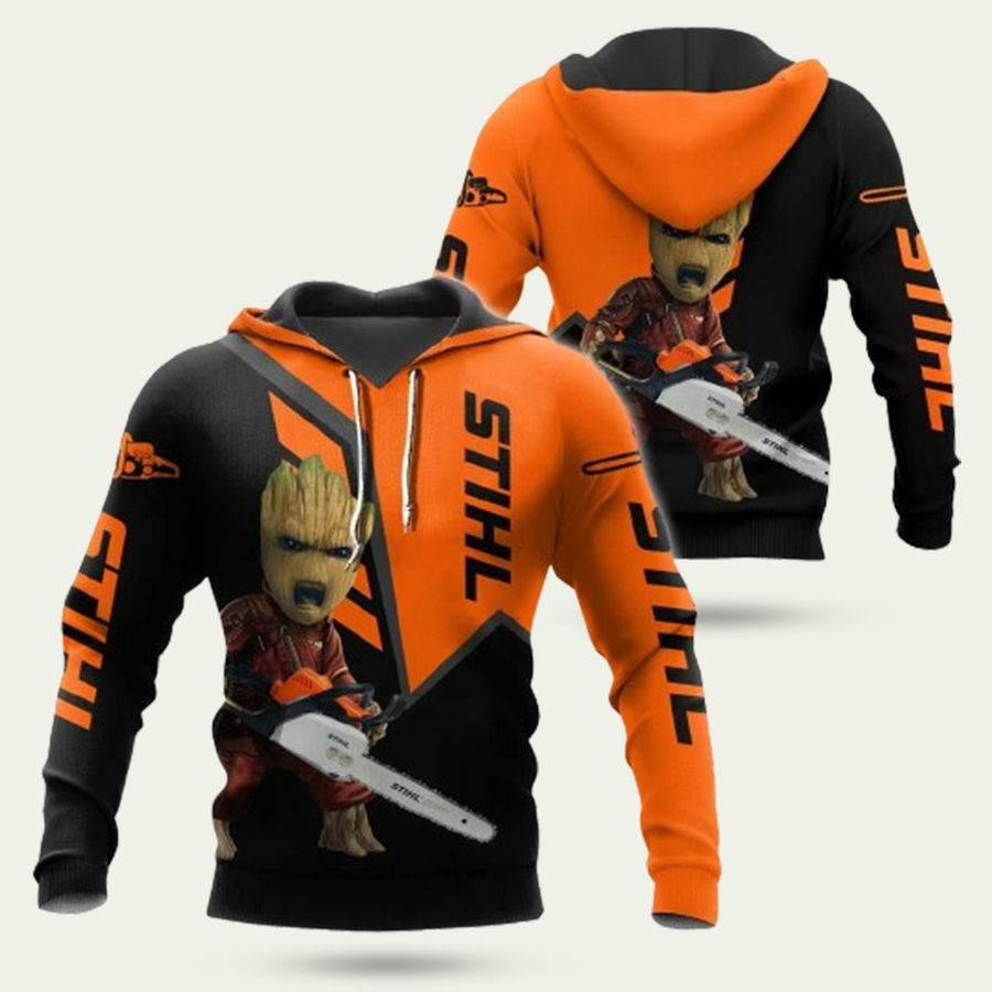 Stihl Chainsaw And Baby Groot Hoodie