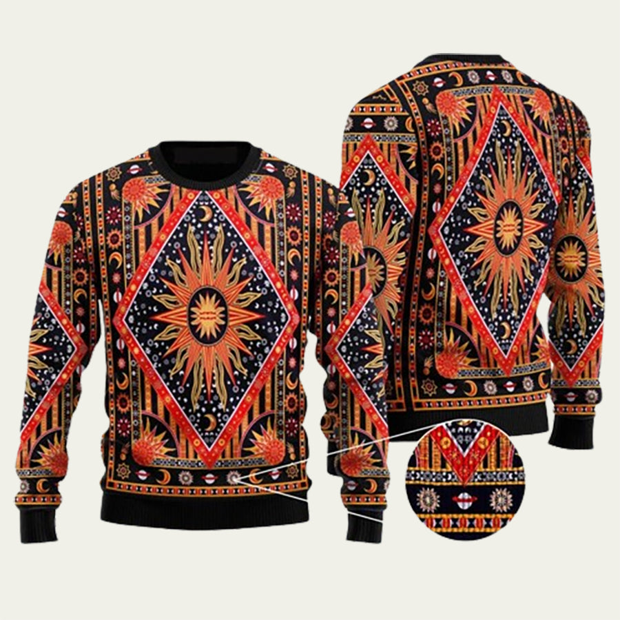 Sun And Moon Hippie Ugly Christmas Sweater