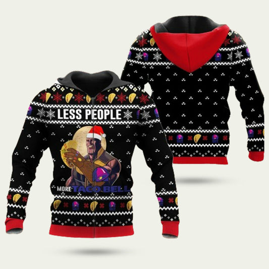 Thanos Less People More Taco Bell Christmas Hoodie