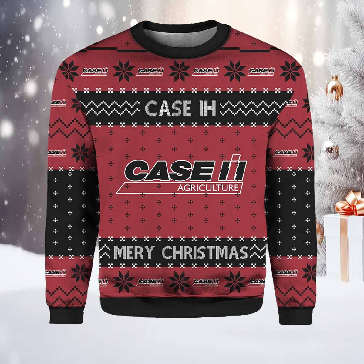Tractor Case IH Agriculture Ugly Christmas Sweater